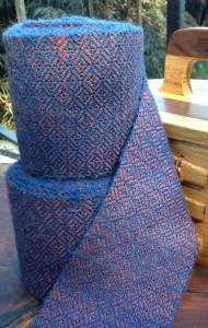 Blue and orange leg wraps.